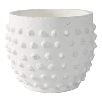 Terracotta Planter Raised Dot Texture for Home Garden Use - 6" White - 8" x 8" x 6"