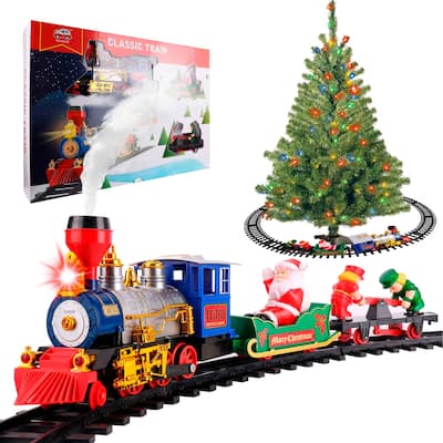 Christmas Train Set for Under The Tree with Real Smoke, Lights and Sounds