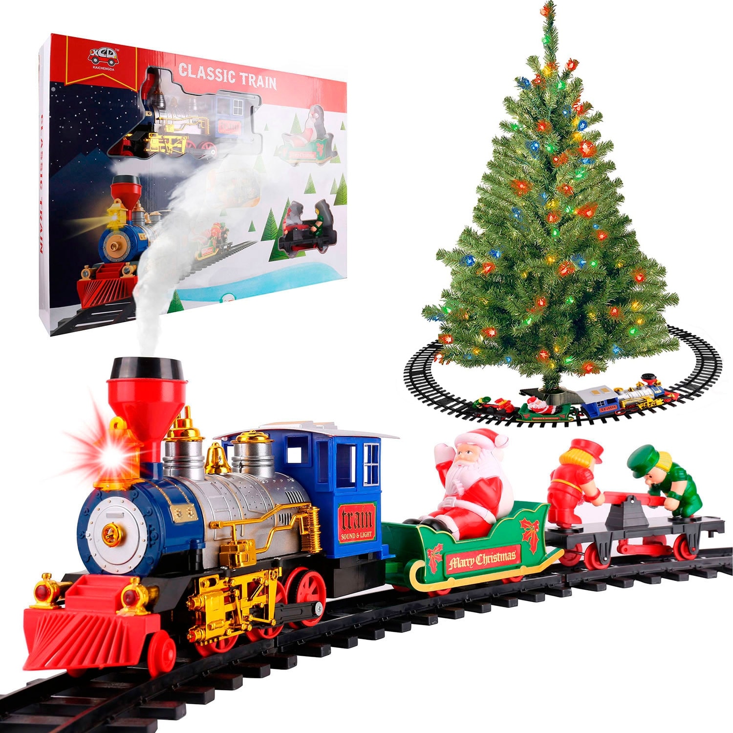 Christmas train shop set with smoke