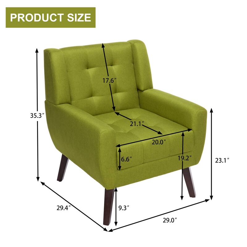 Modern Tufted Wingback Accent Chair Linen/Faux Leather/Velvet Armchair