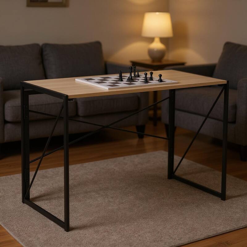 Homy Casa Modern Folding Table, Multipurpose for Board & Game Play - Black