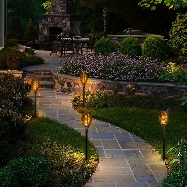Shop 2 Pack Solar Dancing Flame Light Led Pathway Light Ip65 Waterproof Overstock 28279989