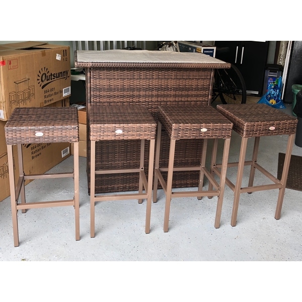 Top Product Reviews For Outsunny 5 Piece Outdoor Patio Rattan Bar Set 18109320 Overstock