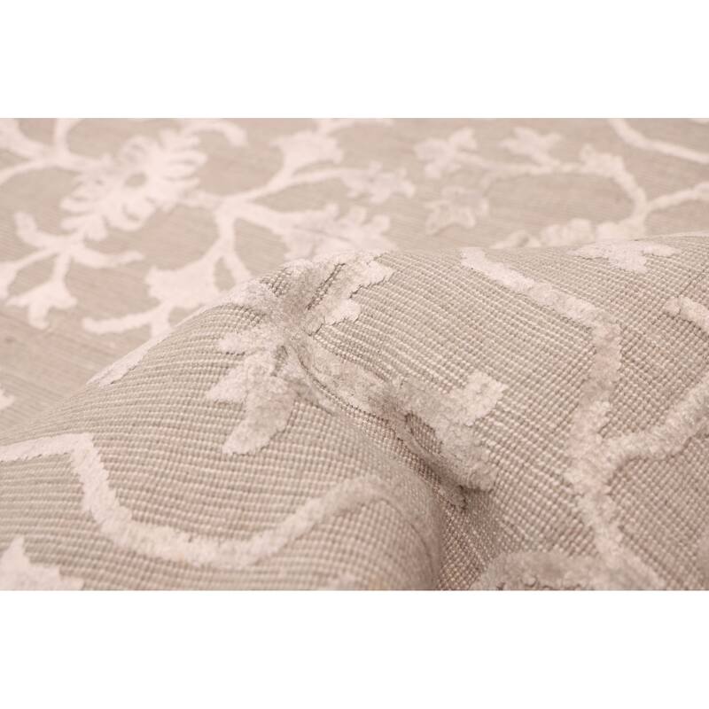 ECARPETGALLERY Hand Loomed Elysian Taupe Viscose, Wool Rug - 8'0 x 11'0