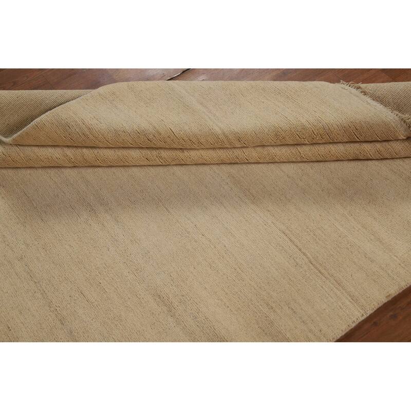 Solid Modern Gabbeh Oriental Area Rug Handmade Yellow Wool Carpet - 4'10" x 6'5"