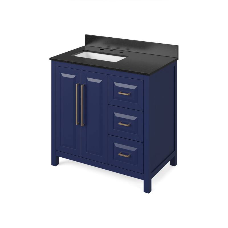 Jeffrey Alexander VKITCAD36-GRANITE Cade 36" Free Standing Vanity Set - Hale Blue / Black - Painted