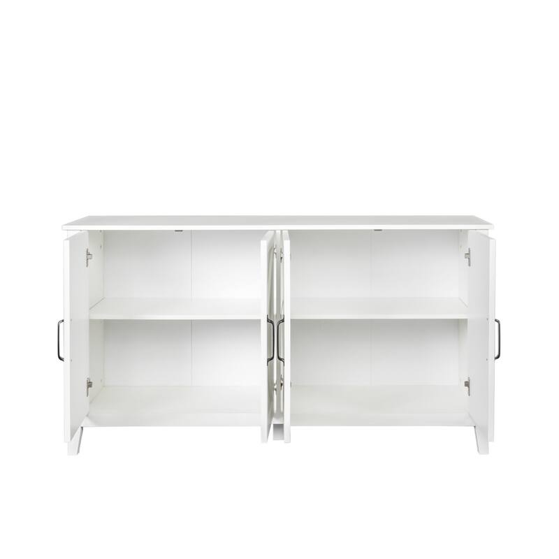 Sideboard Storage Buffet Coffee Bar Cabinet with Open Shelves and 4 Doors for Living Room or Dining