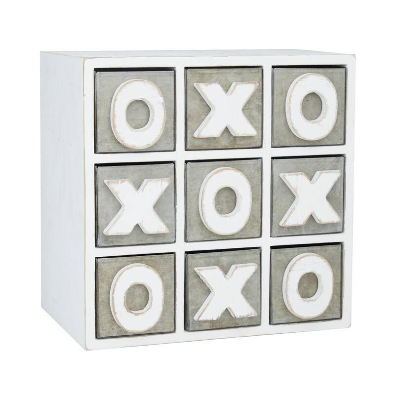 White Wood Traditional Tic Tac Toe Cabinet - 11 x 9 x 11