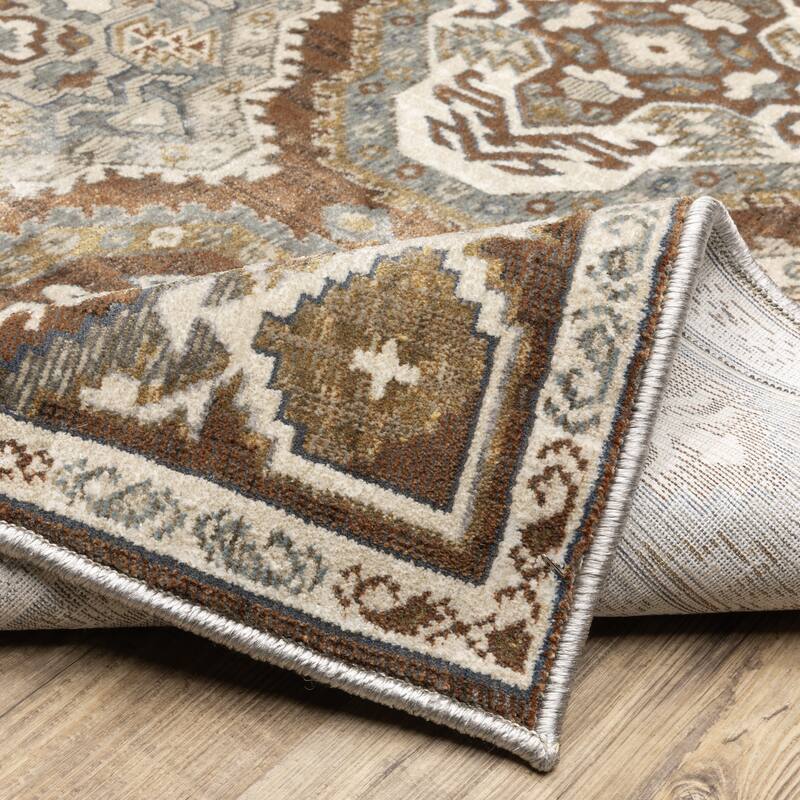Style Haven Everly Traditional Panel Medallion Mixed Pile Area Rug