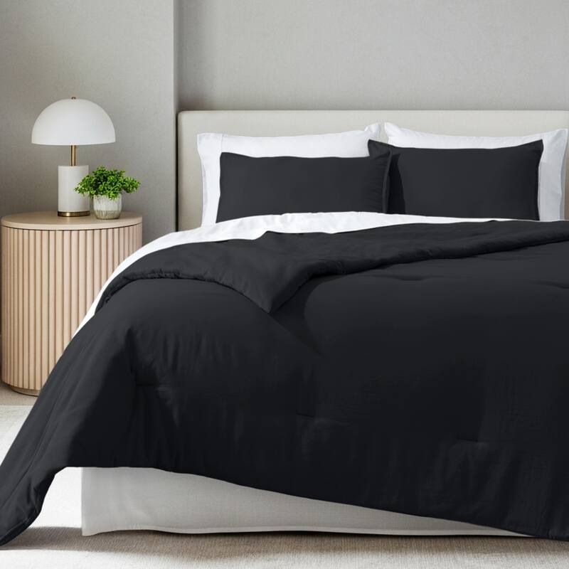 Bare Home Down Alternative Track Stitch Comforter Set - Twin - Twin XL - Black