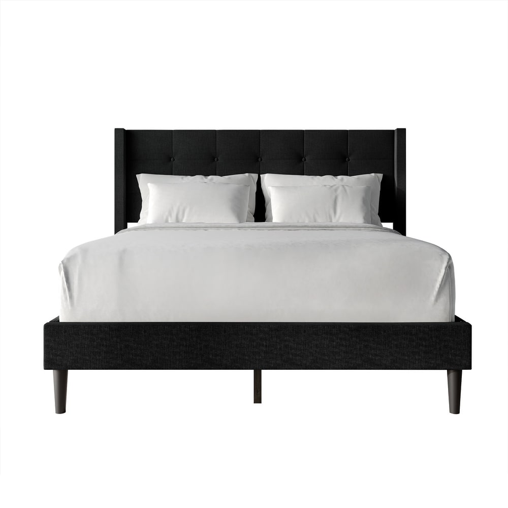 CraftPorch Elegance Wingback Upholstered Linen Bed