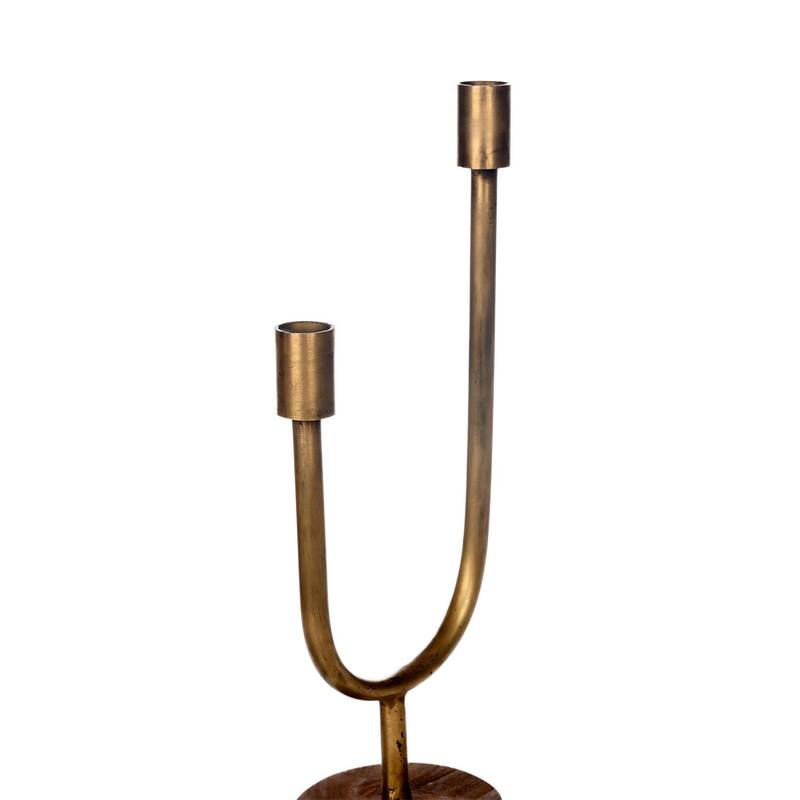 Libra Wooden Iron Candle Holder Weathered - N/A