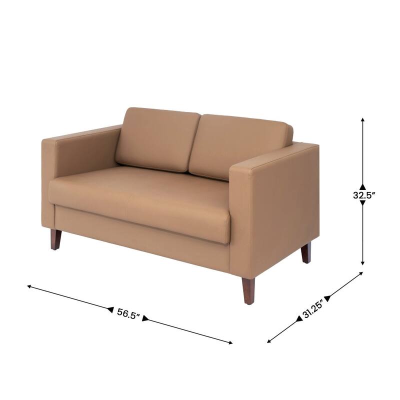 Commercial Lobby Loveseat with 2 Outlets/1 USB/1 USB-C Ports - 56.5"W x 31.25"D x 32.5"H