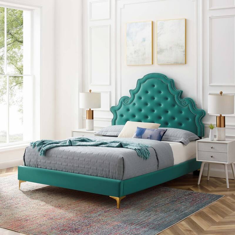 Gwyneth Tufted Performance Velvet Full Platform Bed