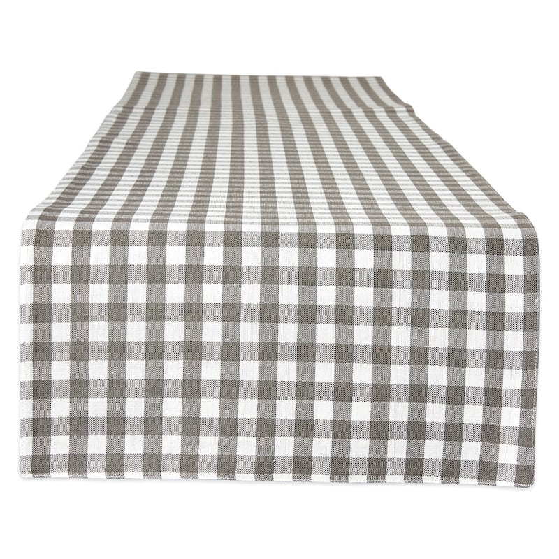 14"x72" Gray White Gingham Buffalo Checkered Rectangular Table Runner
