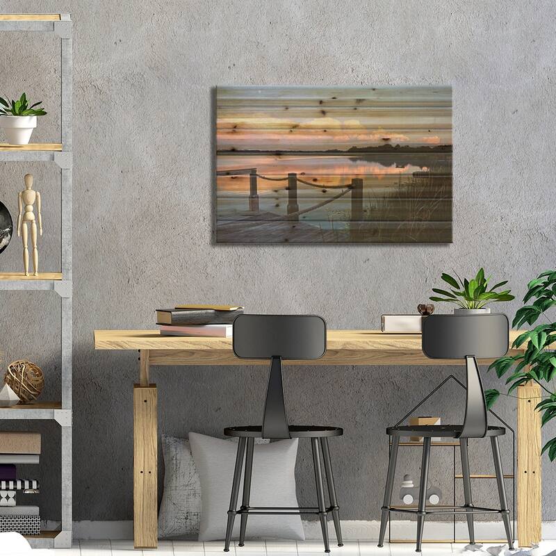 Evening At The Lake I Print On Wood by Bruce Nawrocke - Multi-Color