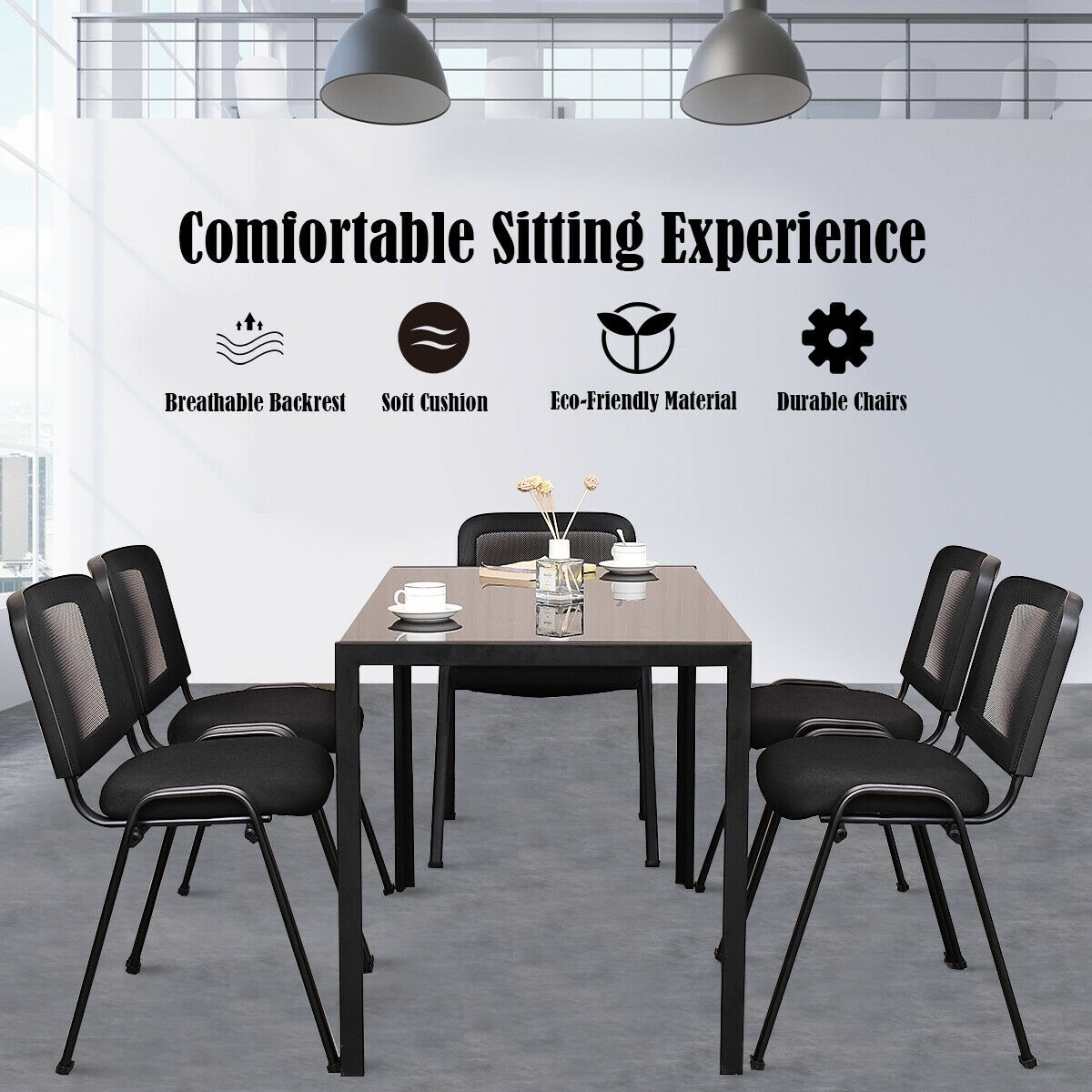 Shop Gymax Set Of 5 Conference Chair Mesh Back Office Waiting Room Guest Overstock 29056921
