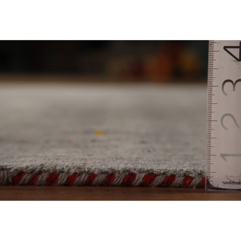 Gray Gabbeh Oriental Area Rug Hand-Knotted Wool Carpet - 5'5" x 7'8"