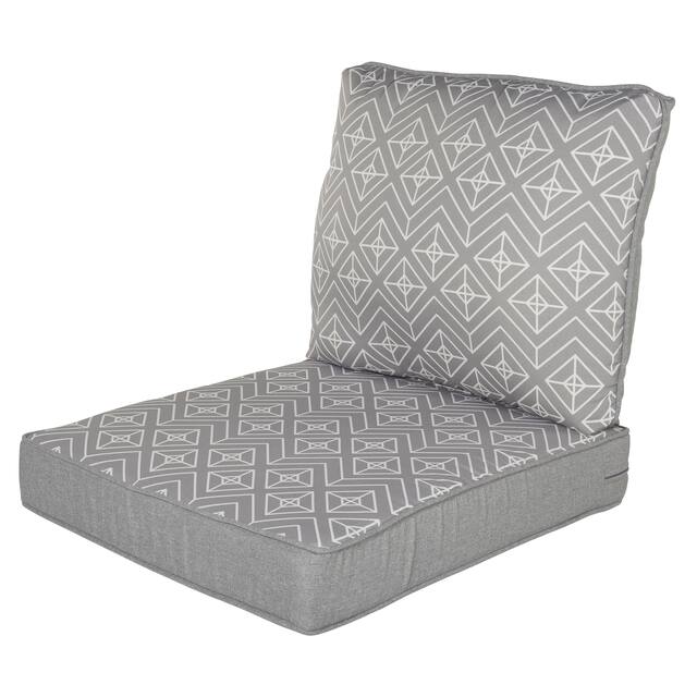Haven Way Universal Outdoor Deep Seat Lounge Chair Cushion Set - 24x24 - Gray Diamond