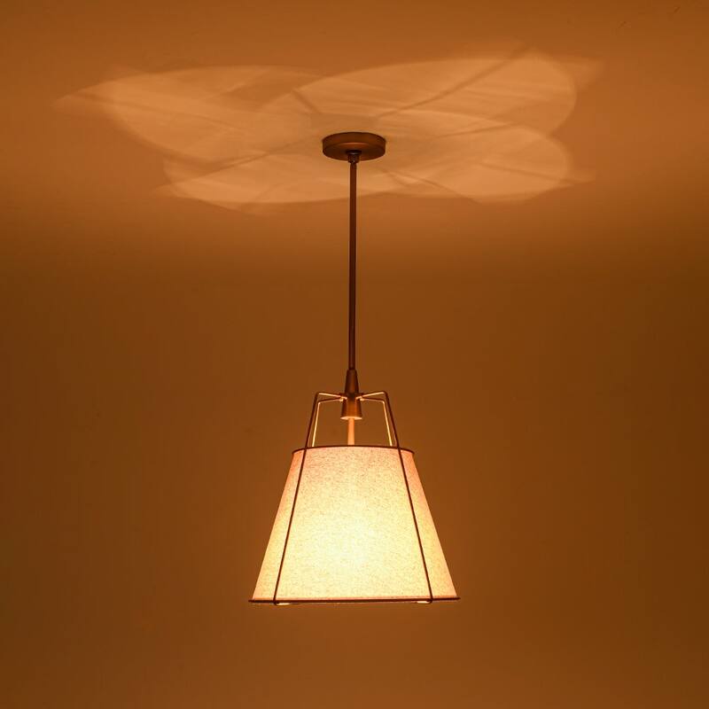 Mid Century 4-Light Conical Ivory Linen Lantern Pendant Ambient Light