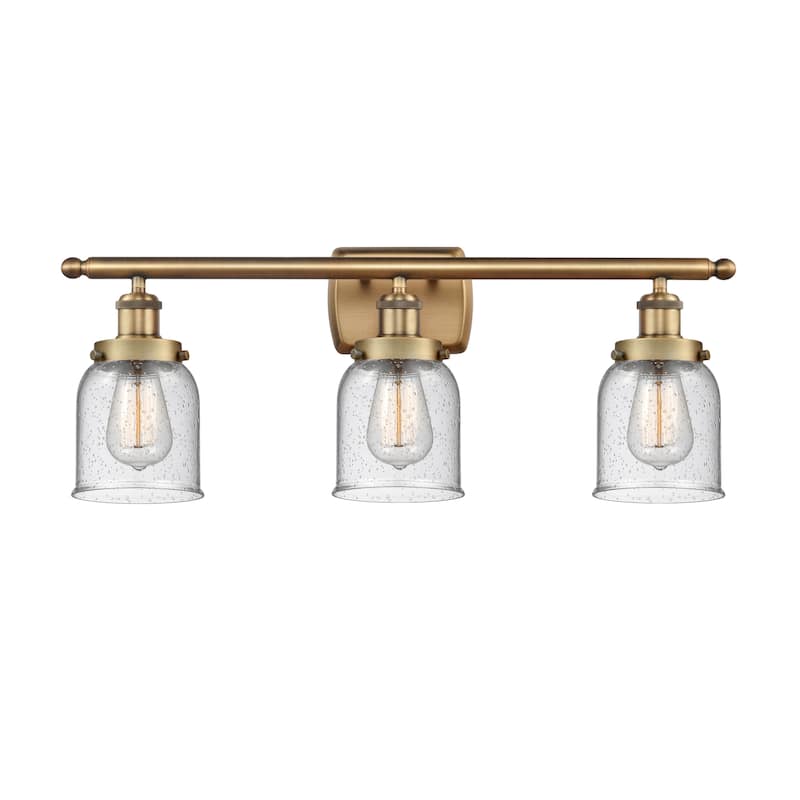 Innovations Lighting Ballston Urban Bell - 3 Light 26" Bath Vanity Light - Brushed Brass/Seedy