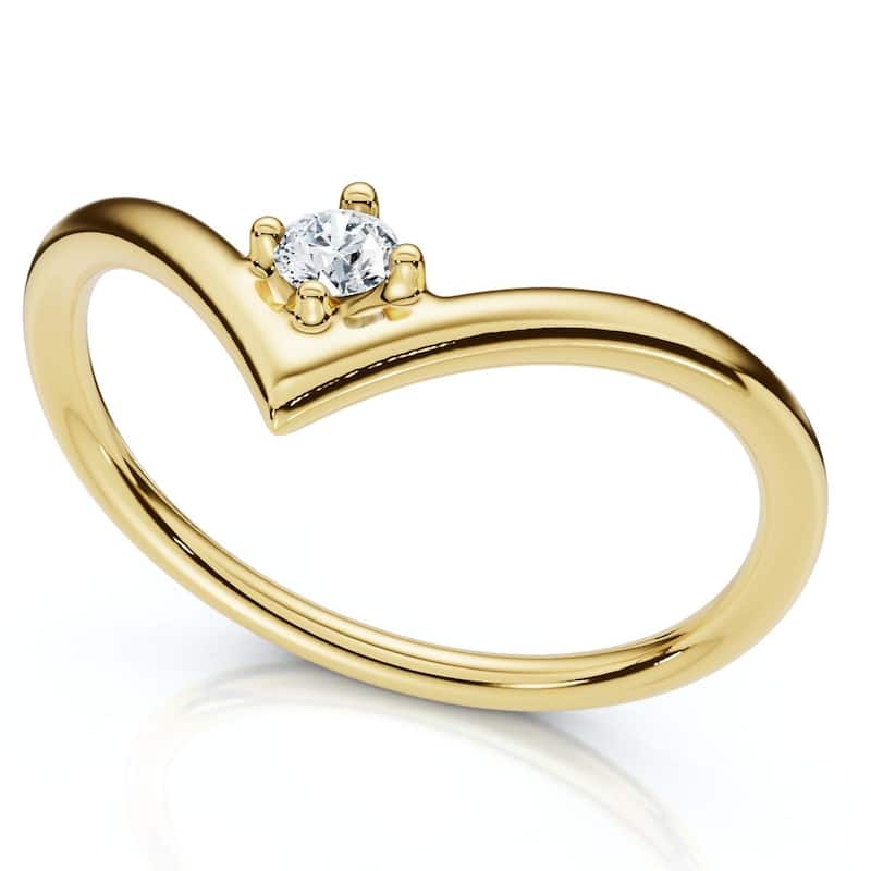 Bliss Diamond Diamond Stackable Chevron Wedding Ring Gold Lab Grown - 7 - Yellow