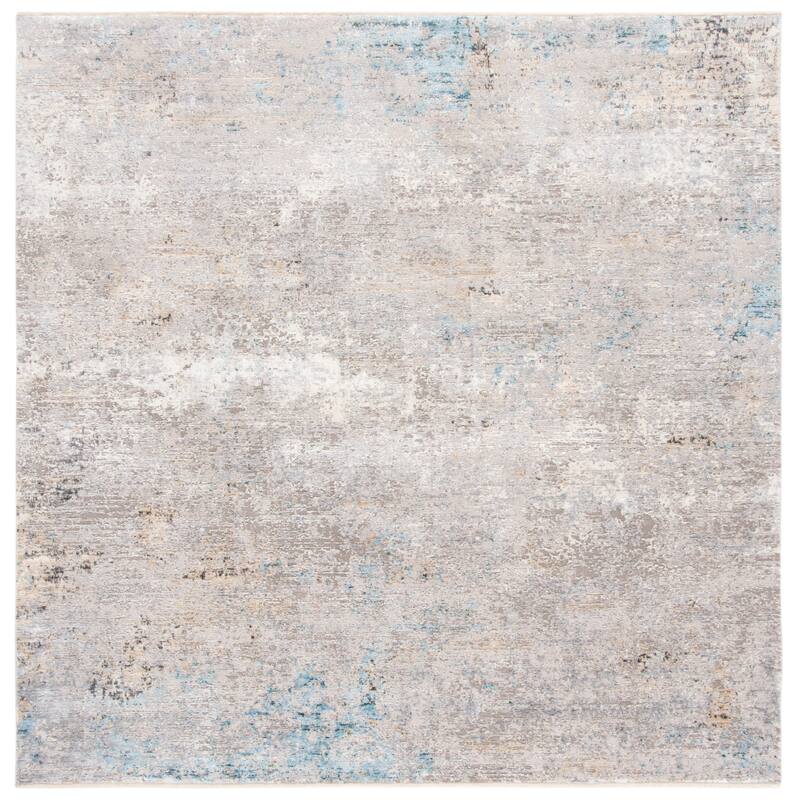 SAFAVIEH Dream Alexey Modern Abstract Viscose Rug - 6'7" Square - Grey/Multi