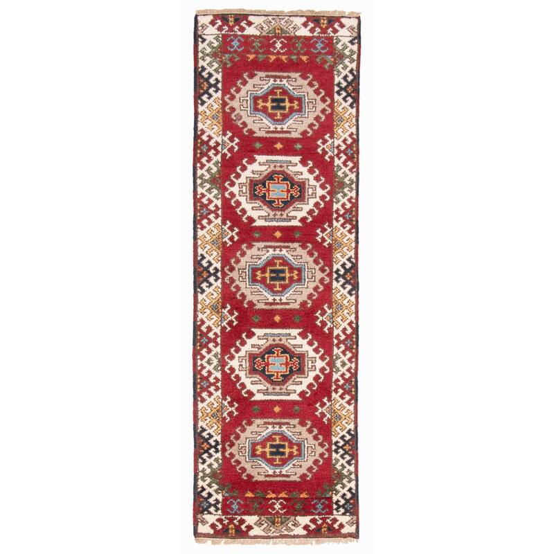 ECARPETGALLERY Hand-knotted Royal Kazak Dark Red Wool Rug - 2'2 x 6'6 - Dark Red - 2'2 x 6'6