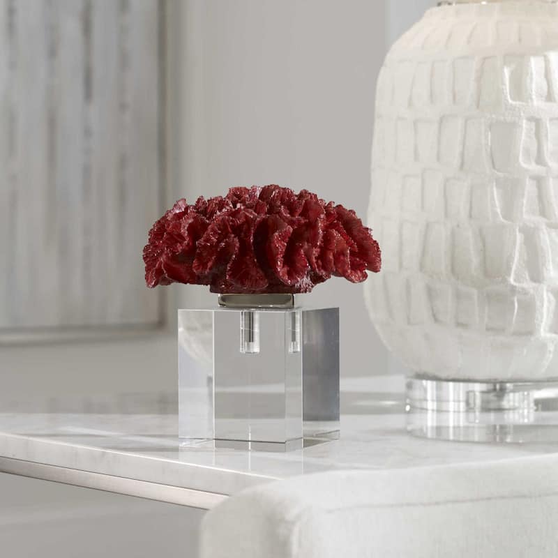 Uttermost Red Coral Cluster Nautical Ocean Designer Cast Sculpture on - Red