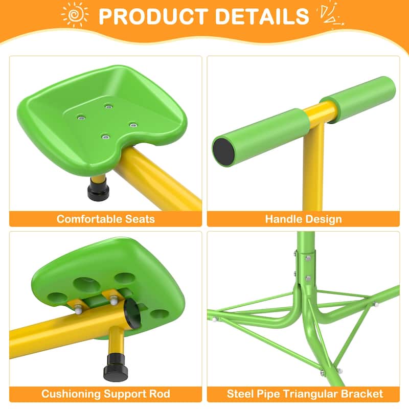 Kids Seesaw Spinning Teeter Totter 360 Degrees Rotating Outdoor Play - 74.8 x 30 x 15 in