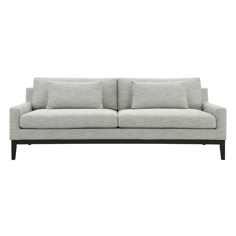 Sagebrook Home Elegant Oak Wood 3-Seat Upholstered and Bolstered Sofa - 90" x 36" x 34" - Brown/black