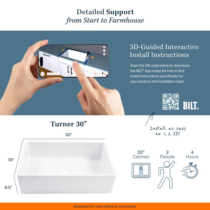 Turner Crisp White Fireclay 30" Single Bowl Farmhouse Apron Front Undermount Kitchen Sink with Pfirst Faucet Kit