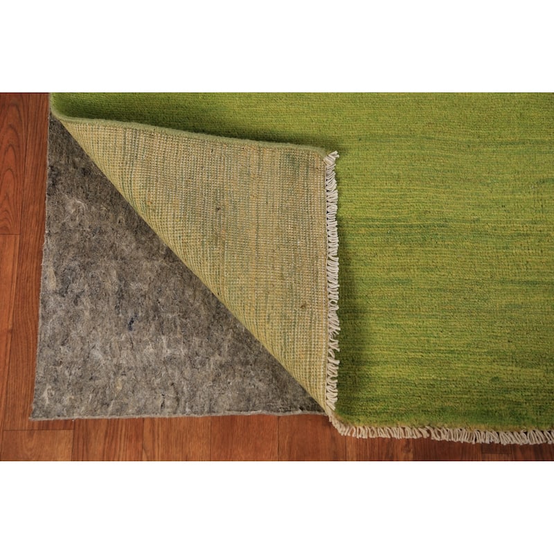 Green Gabbeh Modern Area Rug Hand-Knotted Wool Carpet - 4'9" x 6'4"