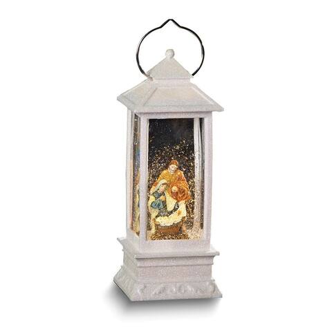 Curata White Plastic Led Lantern with Holy Family