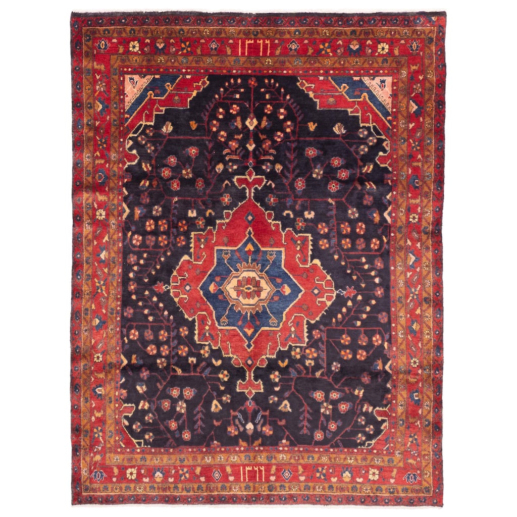 ECARPETGALLERY Hand-knotted Anadol Dark Navy Wool Rug - 6'6 x 8'6