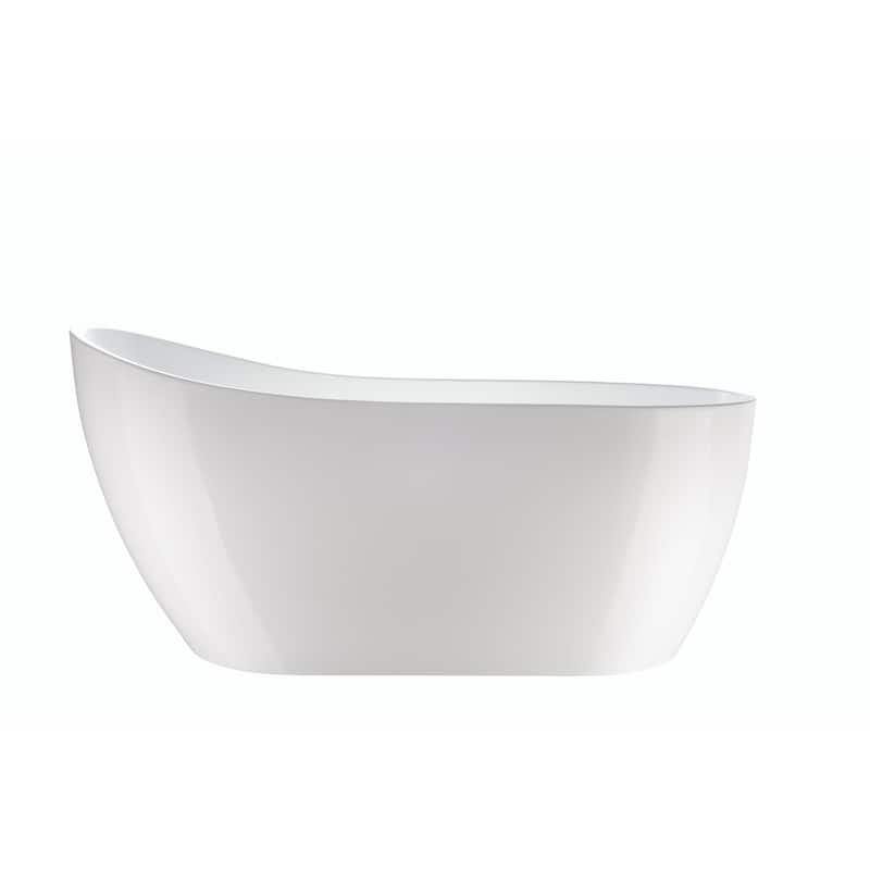 Vanity Art 59-Inch Acrylic Freestanding Soaking Bathtub with Overflow & Pop-up Drain - 59"