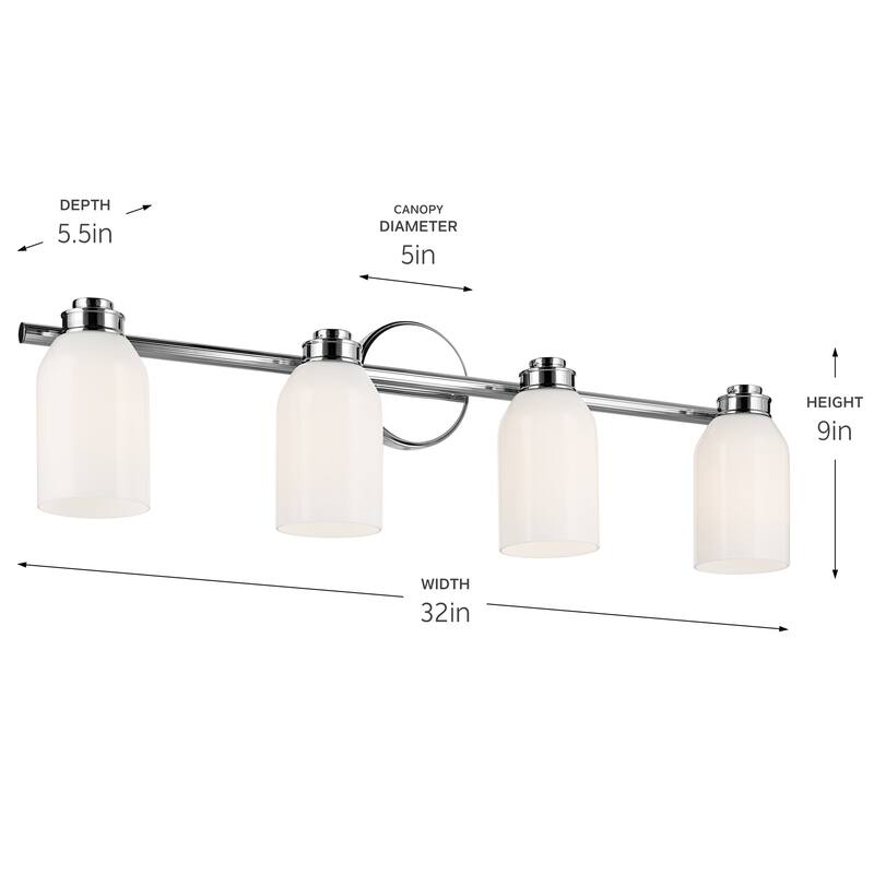 Kichler Lighting Shae 31" 4-Light Vanity Light with White Opal Glass in Chrome