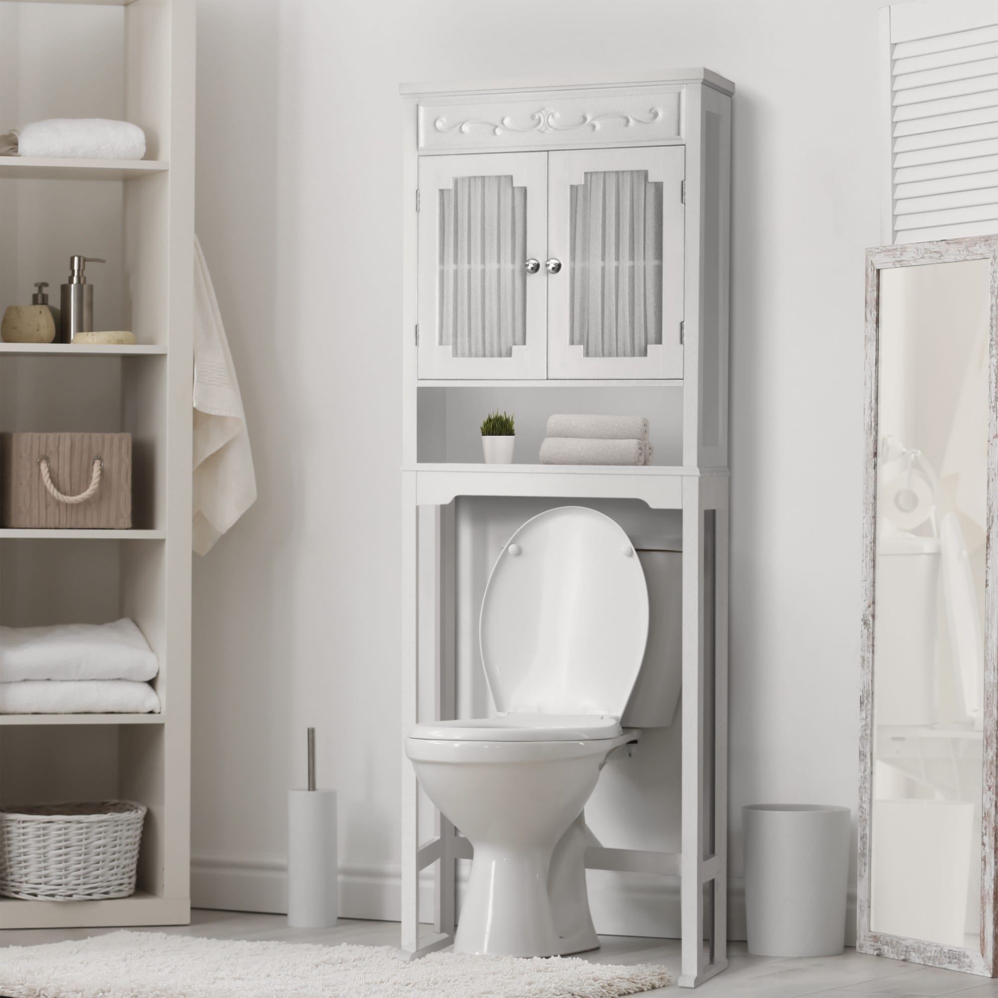 Teamson Home Lisbon Wooden Over-the-Toilet Space Saver - 7.52" L x 24.02" W x 67.01" H