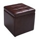 preview thumbnail 7 of 12, PU Leather Upholstery 16-inch Cube Storage Box Ottoman with Hinge Top Red Brown