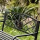 preview thumbnail 6 of 5, Outdoor Garden Patio Steel Park Bench Lawn Decor with Cast Iron Unique Design Back, Black Seating Bench for Yard, Patio, Garden