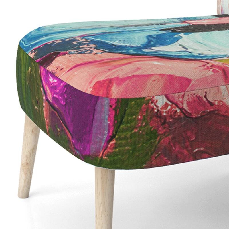 Designart "Colorful Pink Purple Flowers" Upholstered Traditional Accent Chair and Arm Chair