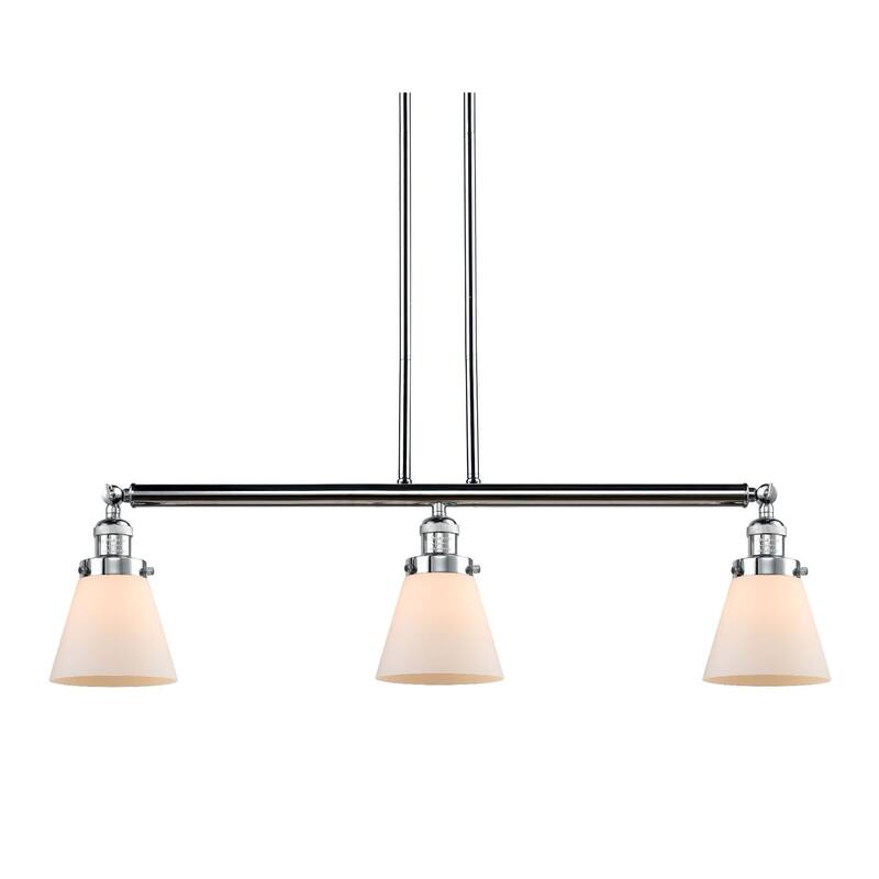 Innovations Lighting Small Cone 3 Light 39" Wide Linear Chandelier - Polished Chrome / Matte White Cased