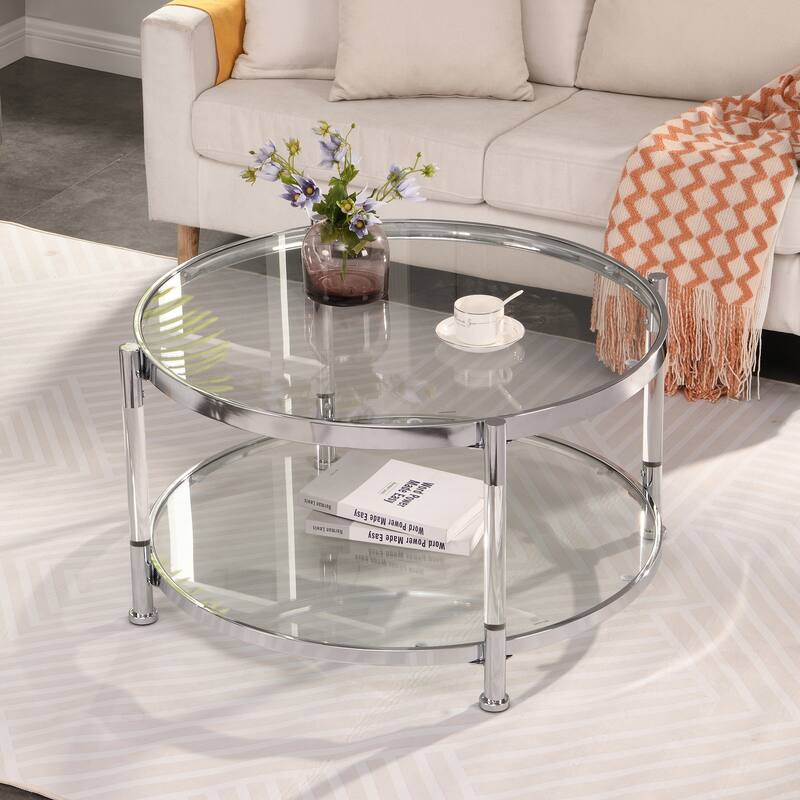 Acrylic End Table with Tempered Glass Top