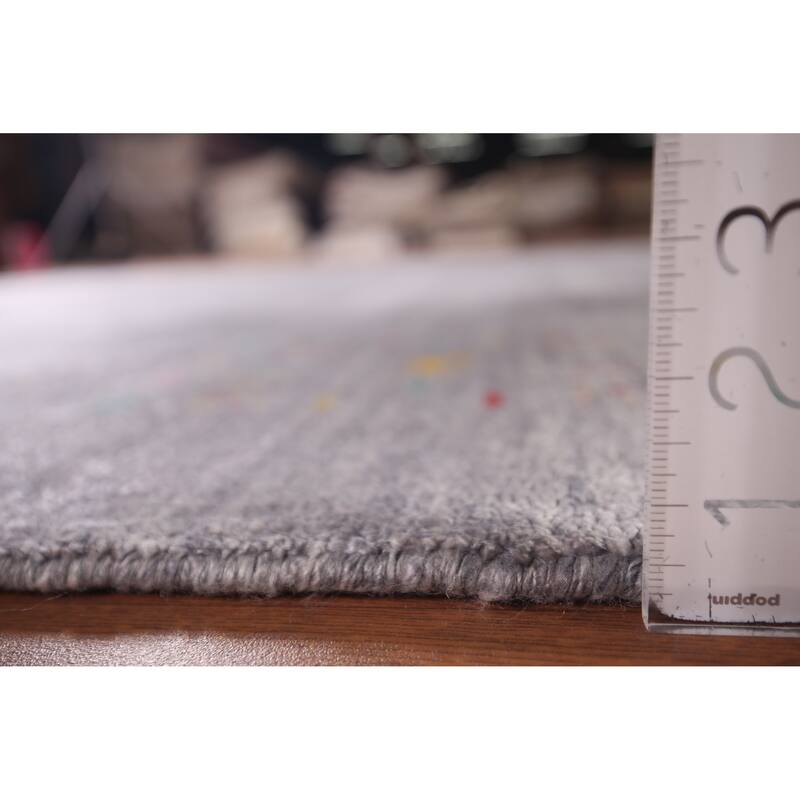 Tribal Gabbeh Indian Square Area Rug Silk Carpet - 7'9" X 8'2"