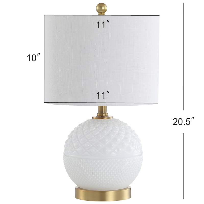 Krister 20.5" Glass/Metal LED Table Lamp, White/Brass Gold by JONATHAN Y