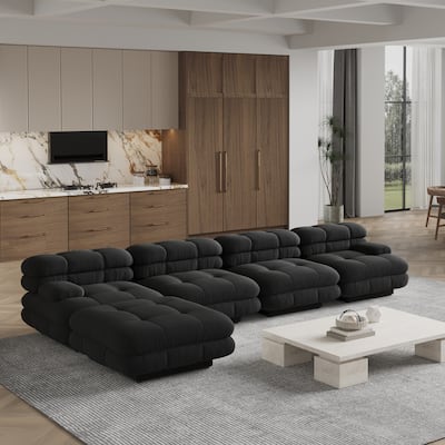 146" Tedy Velvet Sectional Cloud Couches, Modern L-Shaped Sofa DIY Combination Reversible Chaise for for Living Room
