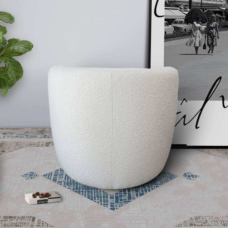 GDFStudio - Avalon Modern Boucle Lounge Chair with Round Back & Curved Arms - 29.92"W