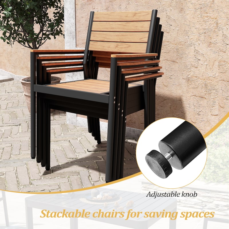 VredHom 9-Piece Outdoor Patio Dining Table Set with Stackable Chairs - Set of 9