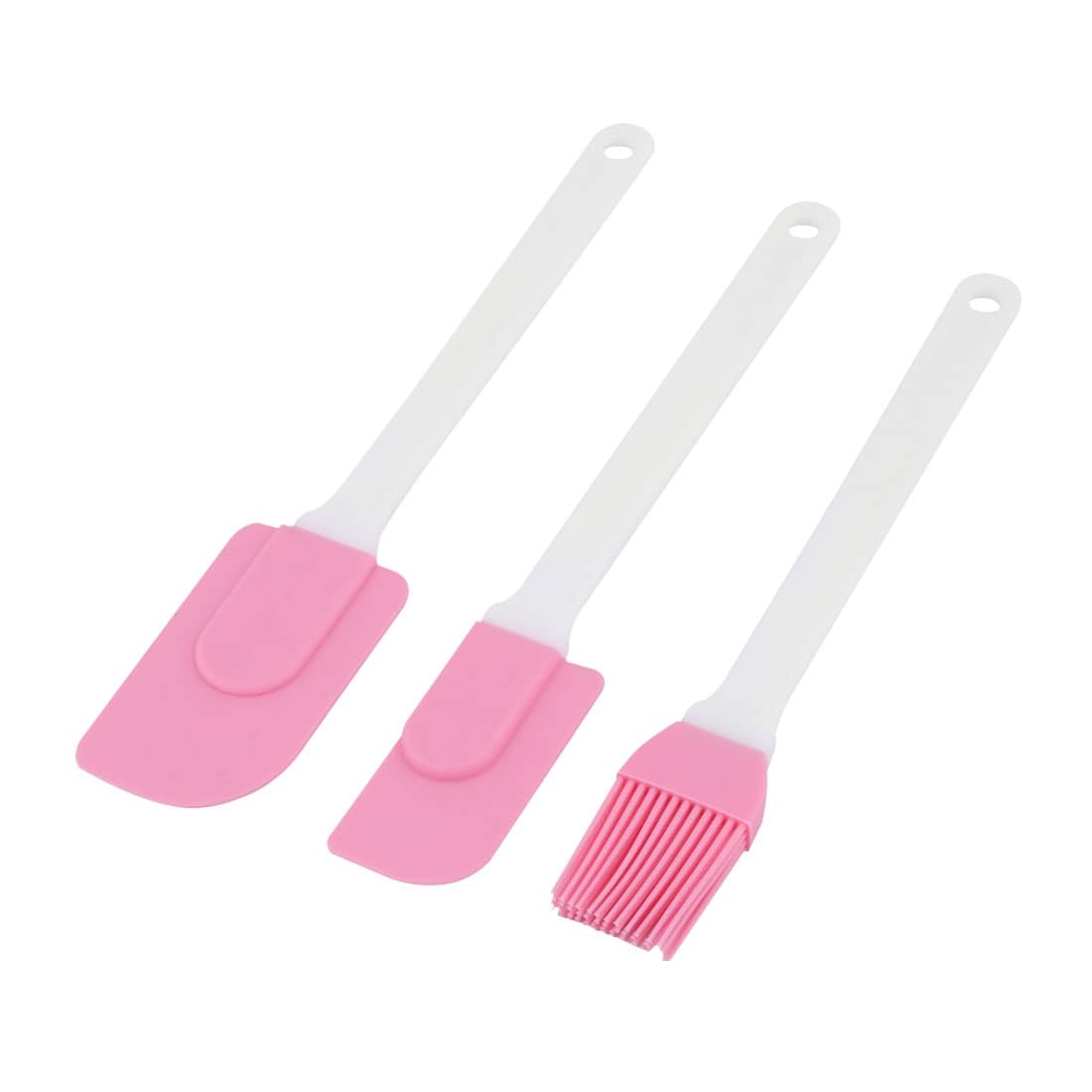 Uxcell Plastic Handle Kitchen Butter Cream Cake Pastry Scraper Brush 3 in 1 Pink White