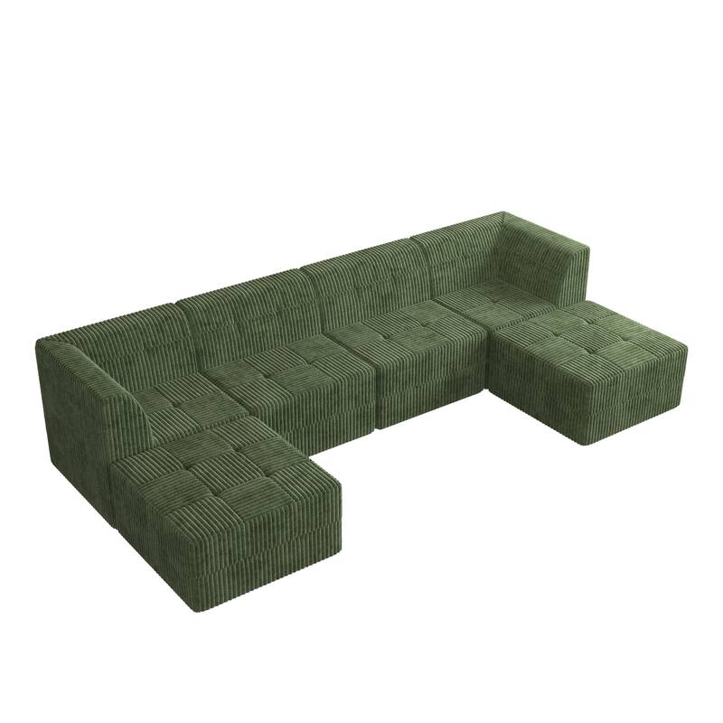 Modern Minimalist Modular Sectional Sofa with Terrycloth Upholstery and Wide Foam Seating for Living Room and Guest Room